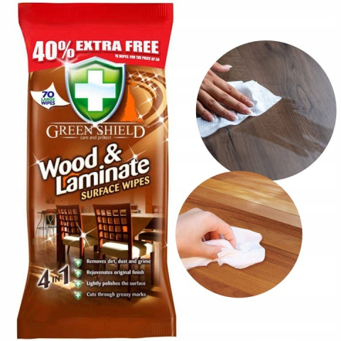 Servetele Umede Pentru Curatare Lemn si Suprafete Laminate, Green Shield, 70 buc [2]