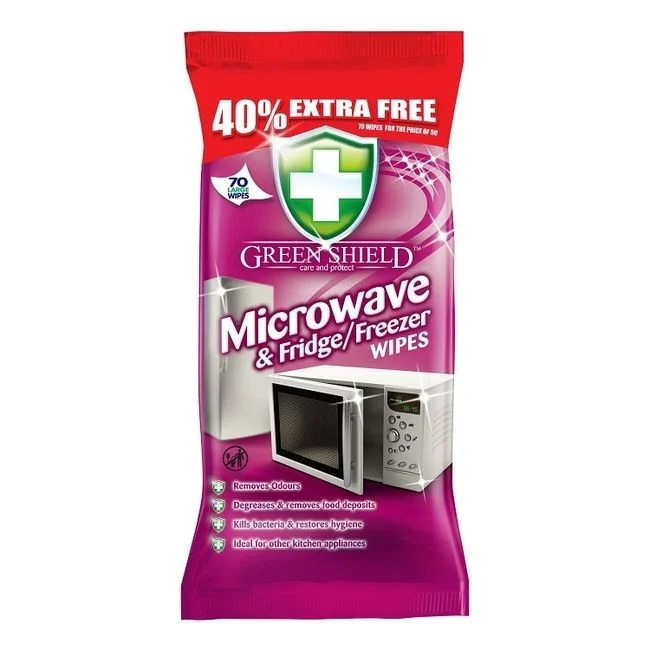 Servetele Umede Suprafete - Servetele Umede Pentru Curatare Microunde, Frigider, Congelator, Green Shield, 70 buc