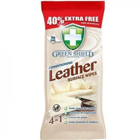 Produse de Curatenie - Servetele Umede Pentru Curatare Produse din Piele, Green Shield, 70 buc