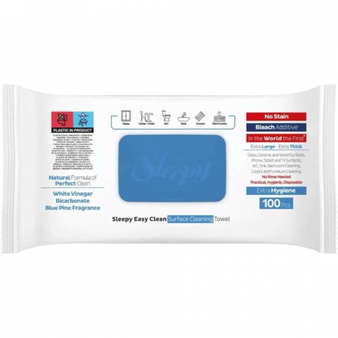 Produse de Curatenie - Servetele Umede, Multisuprafete, Sleepy, Bleach Additive, 100 buc