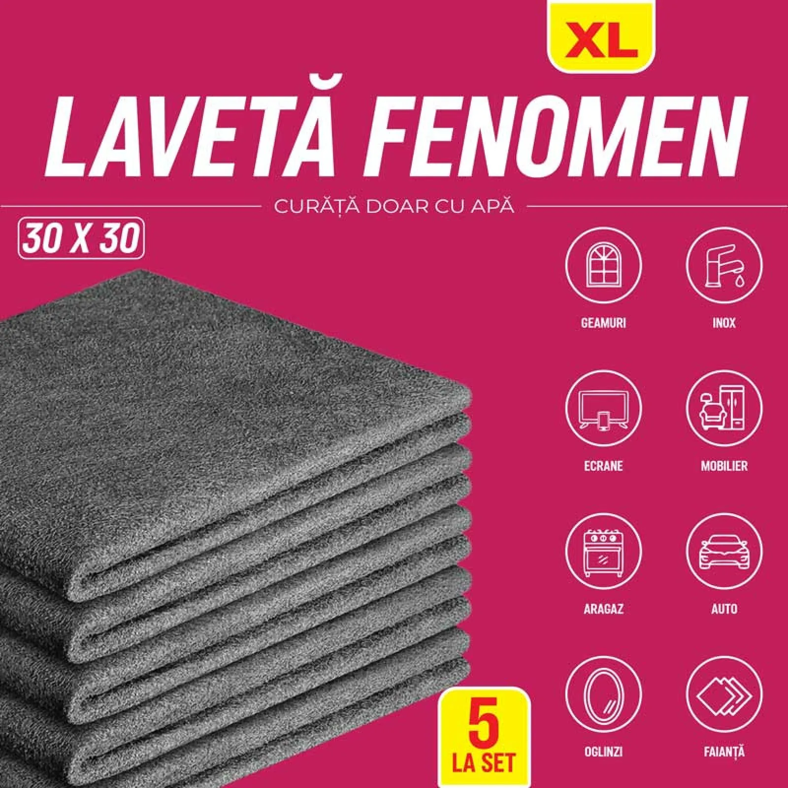 Uz Casnic - SET 5 LAVETE MAGICE FENOMEN 30X30CM