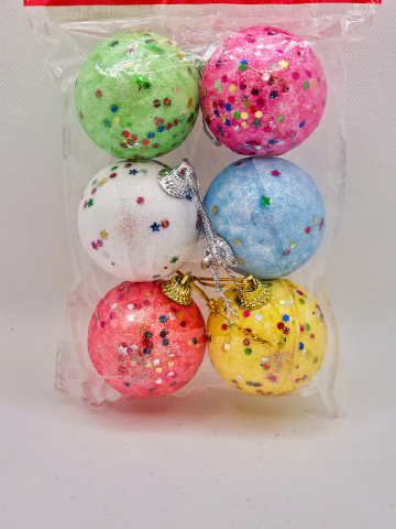 Articole Craciun - Set Globuri Pentru Brad, Multicolor, 5 cm, 6 buc