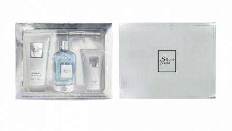 Pentru Barbati - Set Cadou pentru Barbati, Silver Night, Gel de Dus 200 ml, Apa de Parfum 100 ml + 20 ml, Balsam Dupa Ras 100 ml, Inspirat de Tom Ford - Ombre Leather