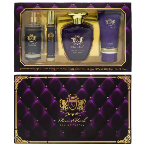 Ingrijire Personala - Set Cadou pentru Femei, Rose Musk, Body Mist 100 ml, Apa de Parfum 100 ml + 20 ml, Crema Corp 100 ml, Inspirat de Tom Ford - Fucking Fabulous