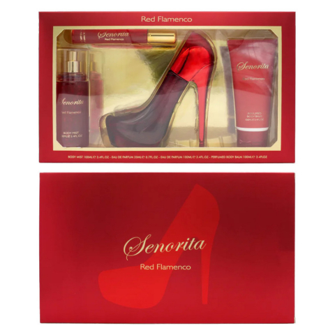 Ingrijire Personala - Set Cadou pentru Femei, Senorita, Red Flamenco, Body Mist 100 ml, Apa de Parfum 100 ml + 20 ml, Crema Corp 100 ml,  inspirat de Carolina Herrera - Very Good Girl