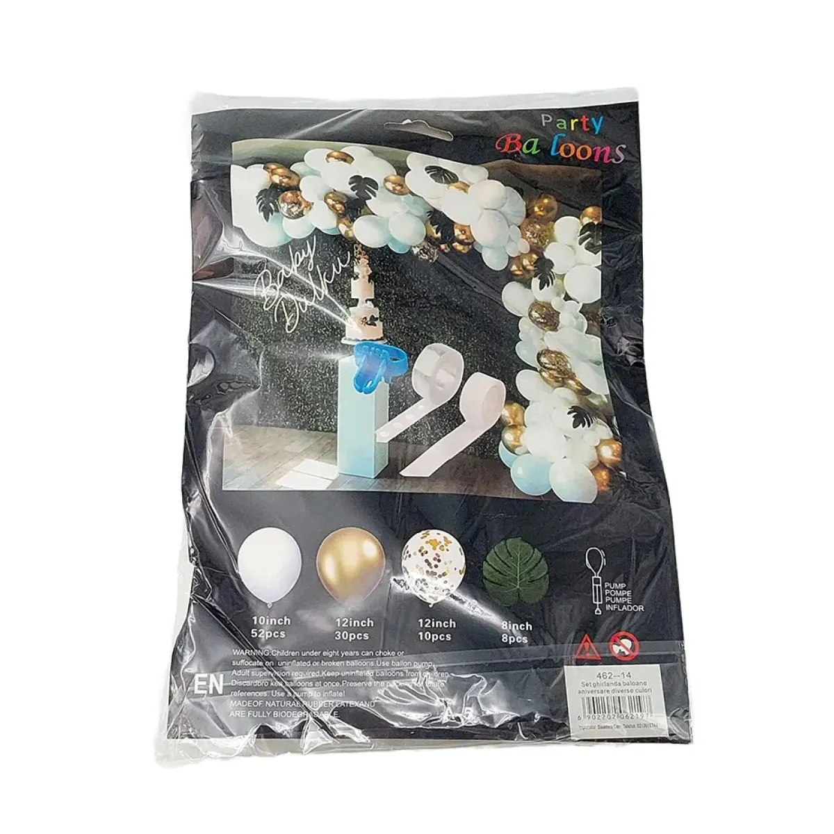 Jucarii copii - Set Ghirlanda Baloane Aniversare Div Culori 92 baloane + 8 frunze