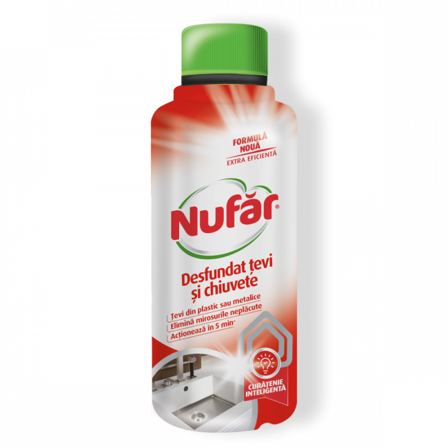 Solutii Desfundare Scurgeri - Solutie Desfundat Tevi si Chiuvete, Nufar, 375 ml