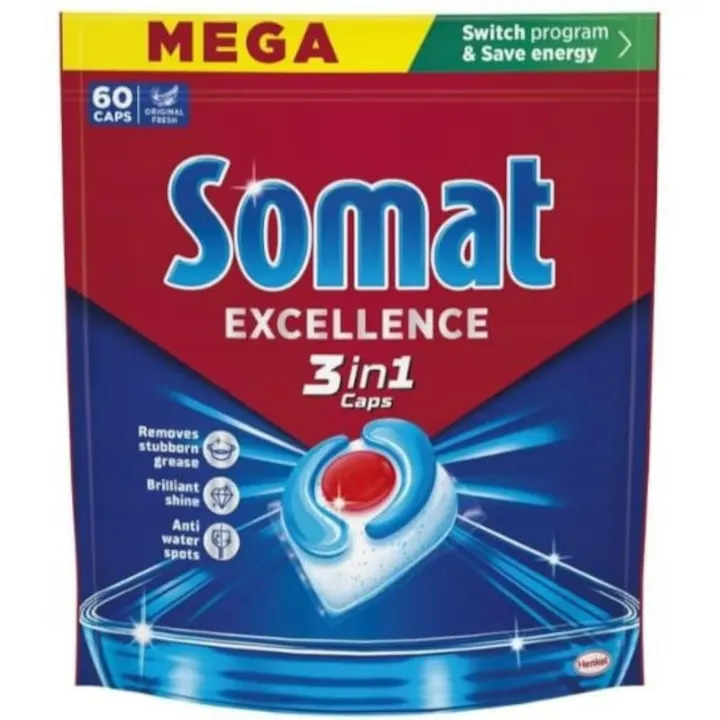 Capsule si Tablete pentru Masina de Spalat Vase - SOMAT DETERGENT VASE TABLETE 60BUC ALL IN1 EXCELLENCE