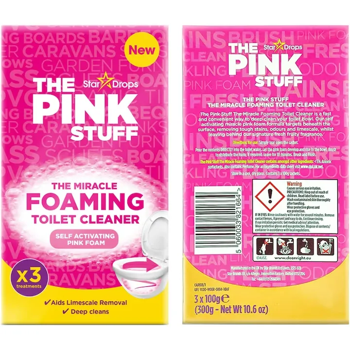 Odorizante WC - THE PINK STUFF PUDRA SPUMANTA CURATAREA VASULUI TOALETA 3X100G