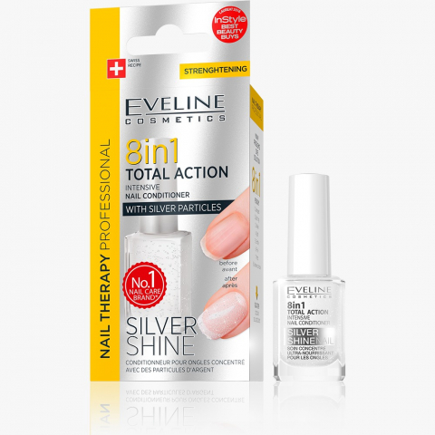 Manichiura si Pedichiura - Tratament Pentru Unghii, Eveline Cosmetics, Silver Shine, 8in1, 12 ml