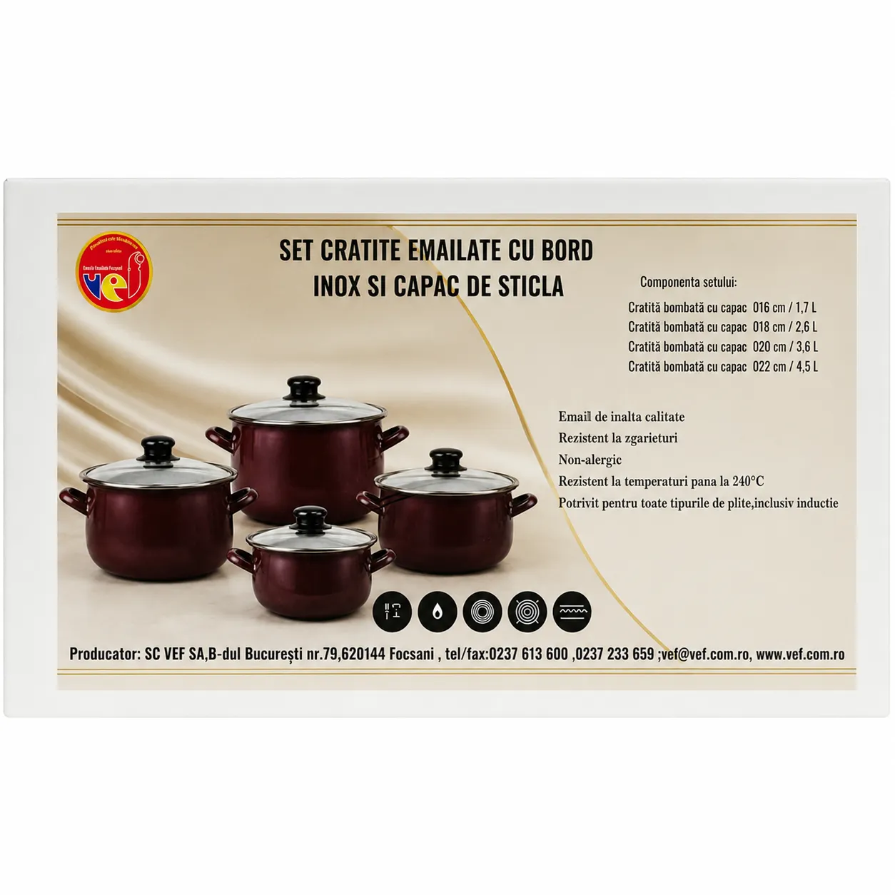 Uz Casnic - VEF SET CRATITA BOMBATA 1.7L, 2.6L, 3.6L, 4.5L  CAL.I