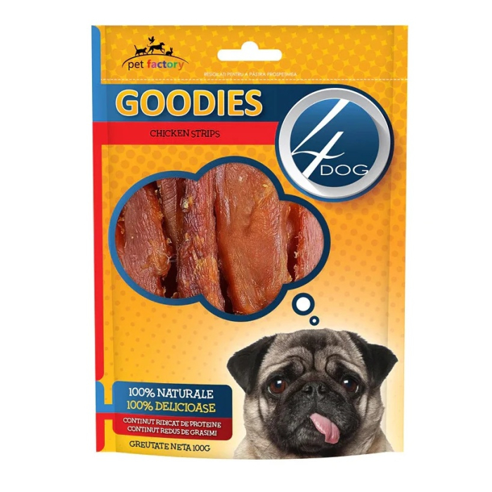 Recompense pentru caini 4Dog Classic Chicken Strips, 100 g, Goodies [1]