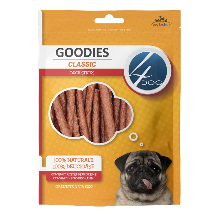 Recompense pentru caini 4Dog Classic Duck Sticks, 100 g, Goodies [1]