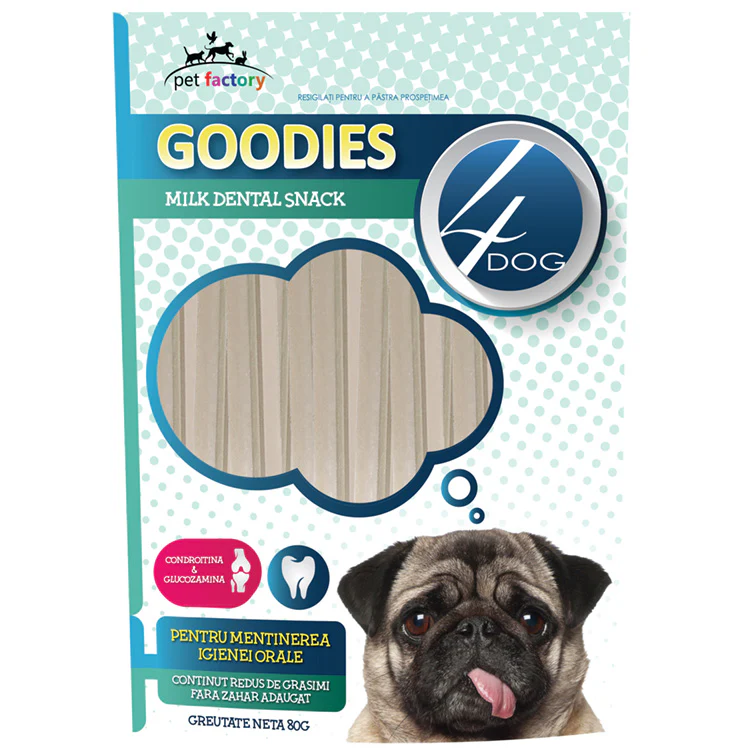 Recompense caini - 4DOG Goodies Dental Sticks Lapte si Glucozamina 80g