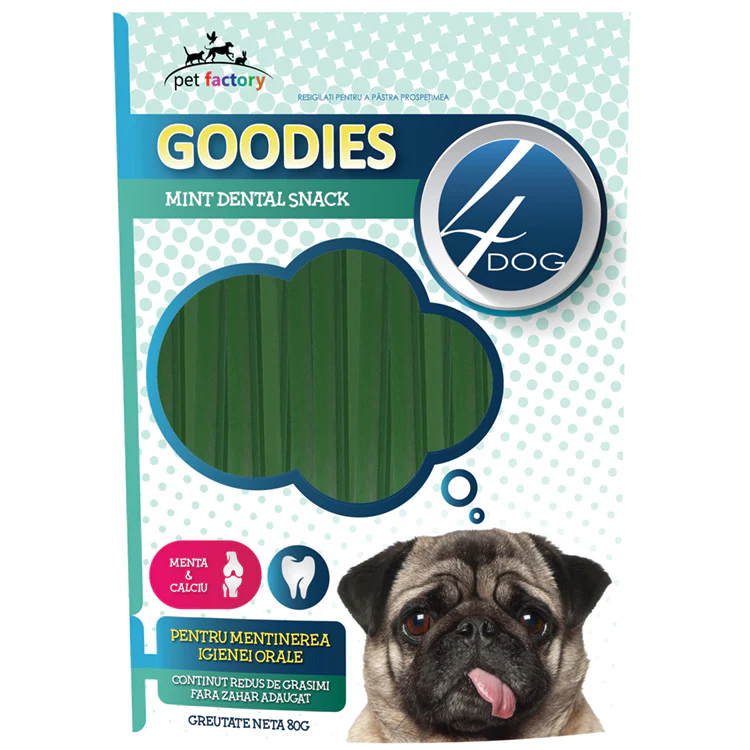 Recompense caini - 4DOG Goodies Dental Sticks Menta si Calciu 80g