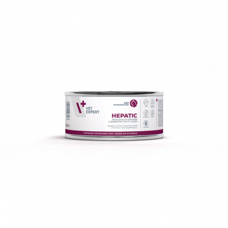Afectiuni hepatice - 4T Dieta Veterinara pisici Hepatic CAT, VetExpert, conserva, 100g