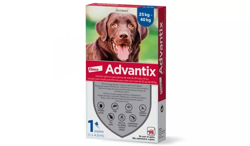 Antiparazitare interne si externe - Advantix 400mg Caini (25 - 40 kg), 1 pipeta