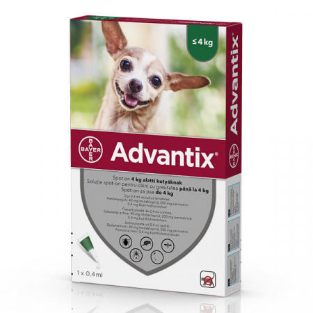 Antiparazitare interne si externe - Advantix 40mg Caini (< 4 kg), 1 pipeta