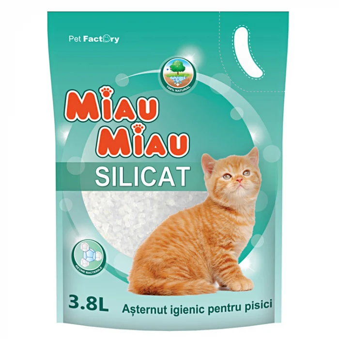 Asternut litiera/ Silicat/ Nisip - Asternut igienic pentru pisici Miau-Miau, Silicat, 3.8L