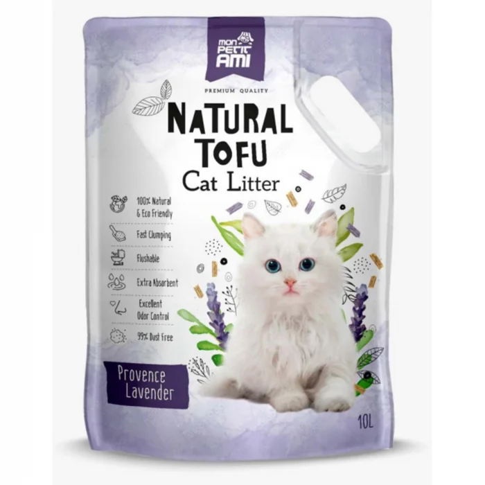 Asternut litiera/ Silicat/ Nisip - Asternut igienic pentru pisici Tofu Lavanda, Mon Petit 10 l