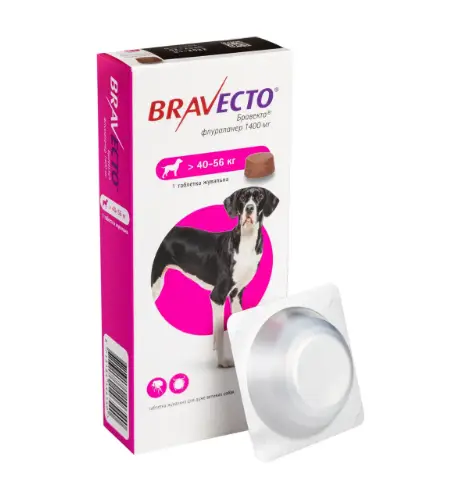 Antiparazitare interne si externe - Bravecto (40-56 kg) 1 tbl x 1400 mg