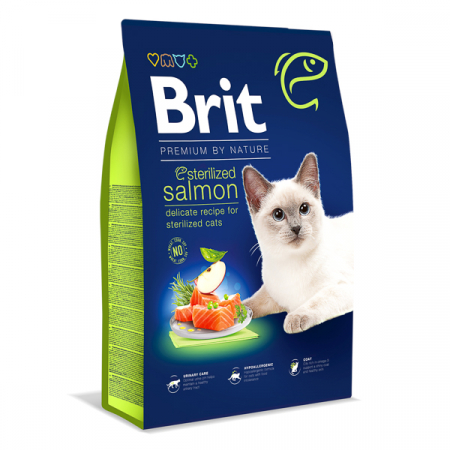 Hrana uscata pisici - Brit Premium by Nature Cat Sterilized Salmon 8 kg