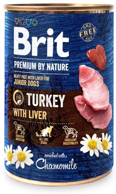 Hrana umeda caini - BRIT Premium by Nature Conservă pentru câini JUNIOR, Curcan cu ficat 400g