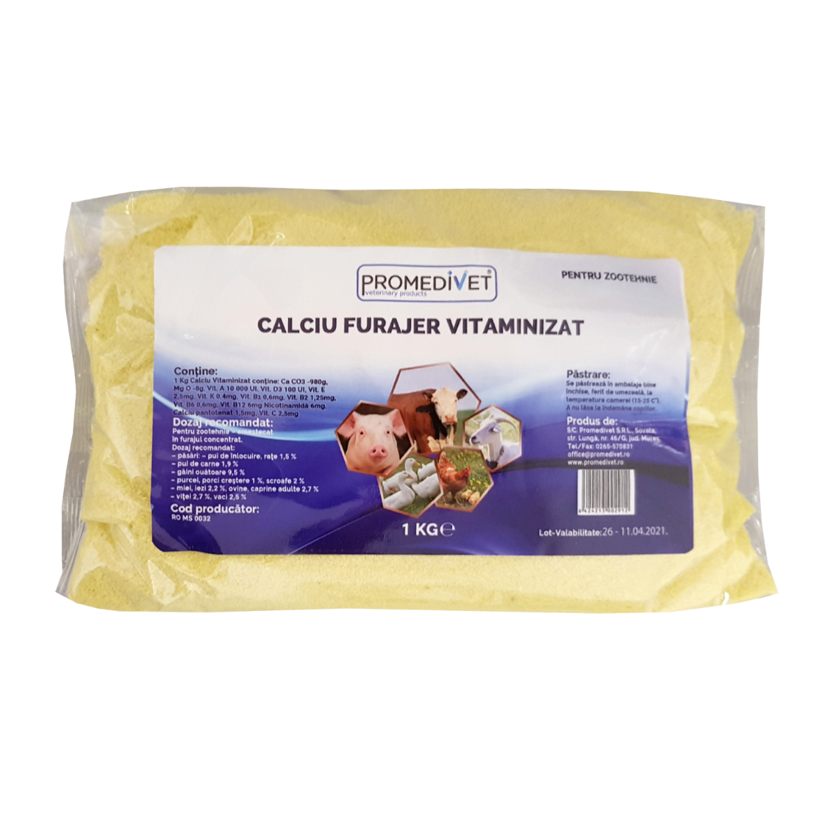 Suplimente porumbei - Calciu furajer vitaminizat,  1 kg