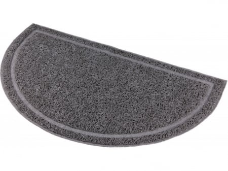 Accesorii pisici - Covoras In Fata Litierei, Forma Semicircular, PVC, 59 x 35 cm, Antracit