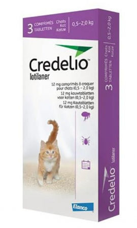 Antiparazitare interne si externe - Credelio 12 mg (0.5 - 2 kg), 3 tablete