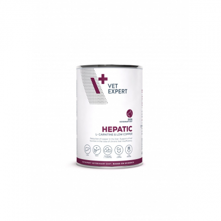 Afectiuni hepatice - Dieta veterinara umeda HEPATIC DOG 4T, Vet Expert, 400 gr
