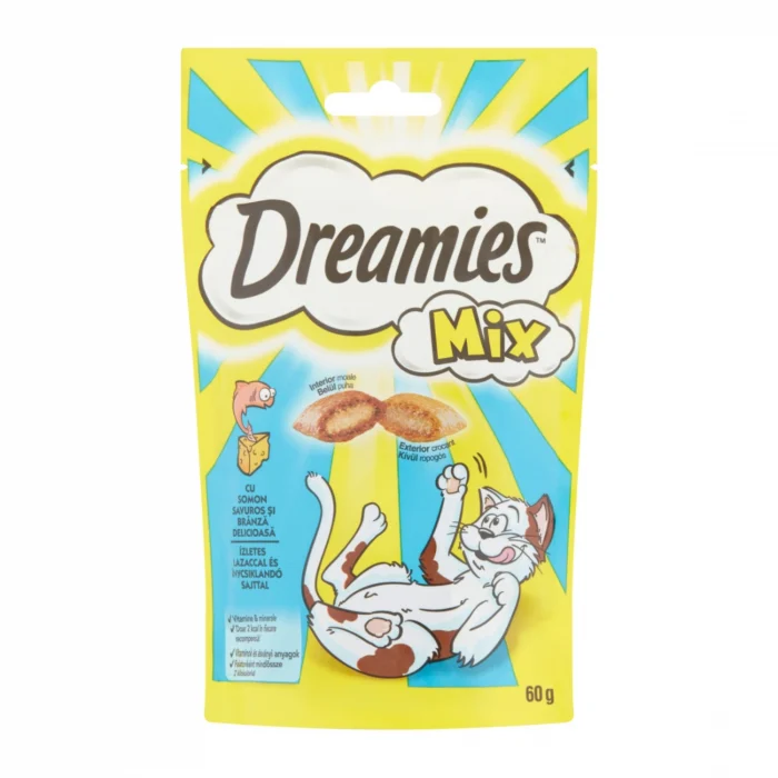 Recompense pisici - Dreamies cu Somon si branza 60 g