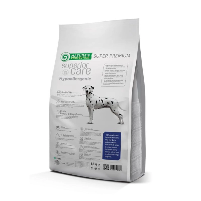 Hrana pentru caini Nature's Protection Superior Care, Adult, Hypoallergenic, Fara Cereale Cu Somon, pentru toate rasele, 1.5 Kg [1]