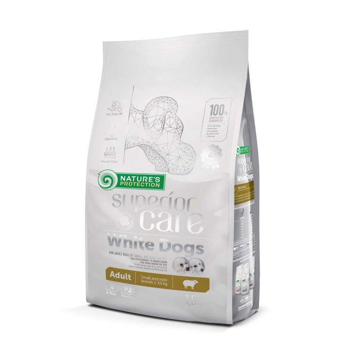 Hrana uscata caini - Hrana pentru caini Nature's Protection Superior Care, White Dogs, Adult, Miel, Rase mici 1.5 Kg