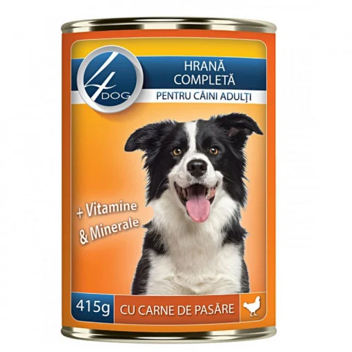 Hrana umeda caini - Hrana umeda pentru caini 4DOG cu VITA conserva 415g