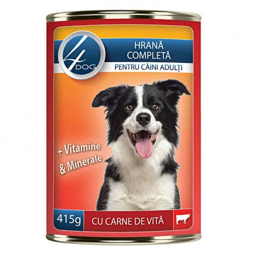 Hrana umeda caini - Hrana umeda pentru caini 4DOG cu VITA conserva 415g - Copie