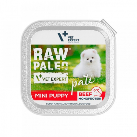 CAINI - Hrana umeda pentru caini, junior, RAW PALEO PATE, vita, 150 g