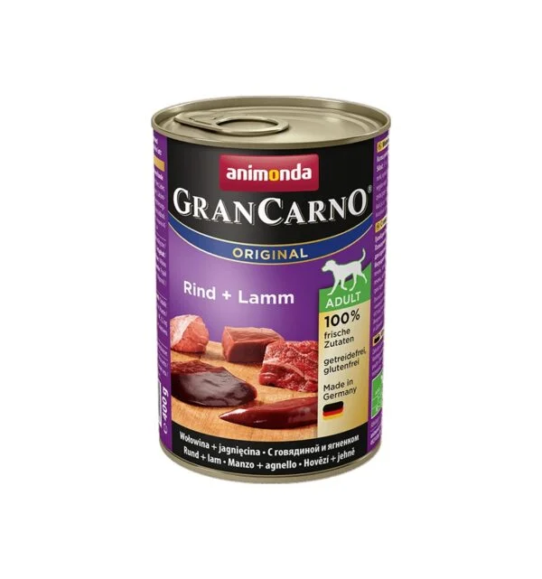 CAINI - Mancare umeda pentru caini GranCarno Adult Dog Vita + Miel 400 gr