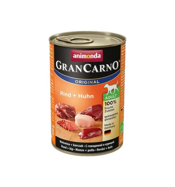 CAINI - Hrana umeda pentru caini GranCarno Adult Dog Vita si Pui 400 gr
