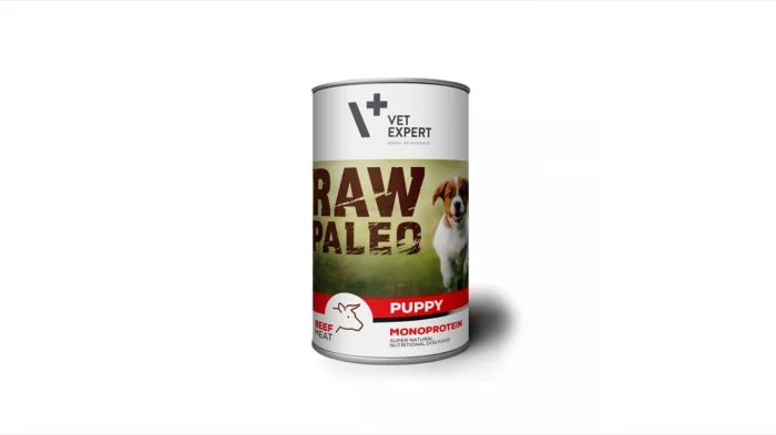 CAINI - Hrana umeda pentru caini RAW PALEO Puppy, conserva monoproteica, carne de vita, 400 g