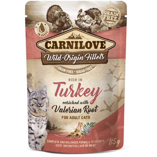 Hrana umeda pisici - Hrana umeda pentru pisici Carnilove Cat Curcan&Valeriana 85g