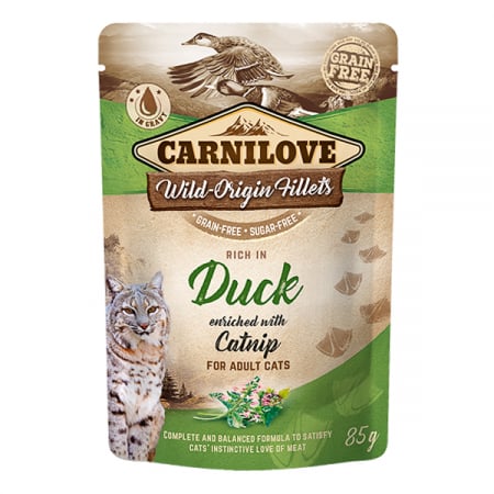 Hrana umeda pisici - Hrana umeda pentru pisici Carnilove Cat Rata & Catnip 85g