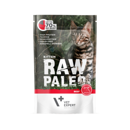 PISICI - Hrana umeda pentru pisici, RAW PALEO KITTEN, carne de vita,100 g