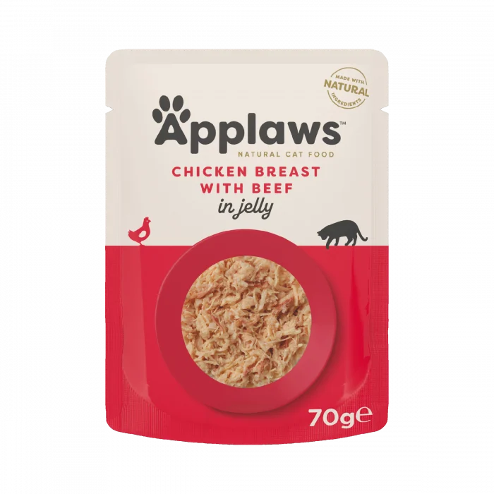 Hrana umeda pisici - Hrana Umeda Pisici APPLAWS Piept de Pui si Vita in Aspic 70g