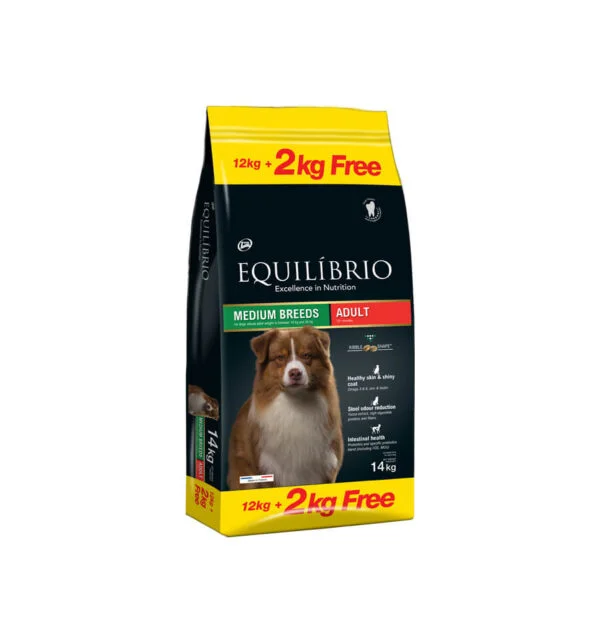 CAINI - Hrana uscata pentru caini Equilibrio Adult Dogs, cu Pui, 12 + 2 Kg