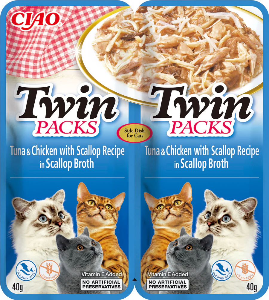 Recompense pisici - INABA CIAO Pachet Plicuri pentru pisici, Ton/Pui, în supă de Ton 2x40g