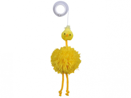 Accesorii pisici - Jucarie Pentru Pisici, Pui Pe Banda Elastica, Cu Sunet, 20 cm 45561