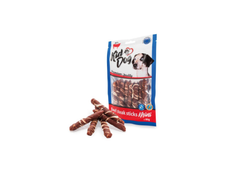 Recompense caini - KidDog Recompense Pentru Caini, Rulouri Cu Friptura De Vita, 7-8 cm, 80 g