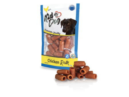 Recompense caini - KidDog Recompense Pentru Caini, Rulouri De Pui, 80 g