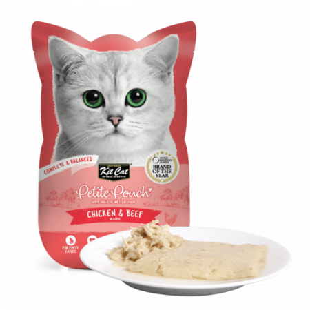 PISICI - Kit Cat Petite Pouch, pui si vita, 70g